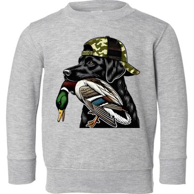 Labrador Hunting Dog With Duck Hello Hunting Season Toddler Sweatshirt