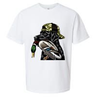 Labrador Hunting Dog With Duck Hello Hunting Season Sueded Cloud Jersey T-Shirt