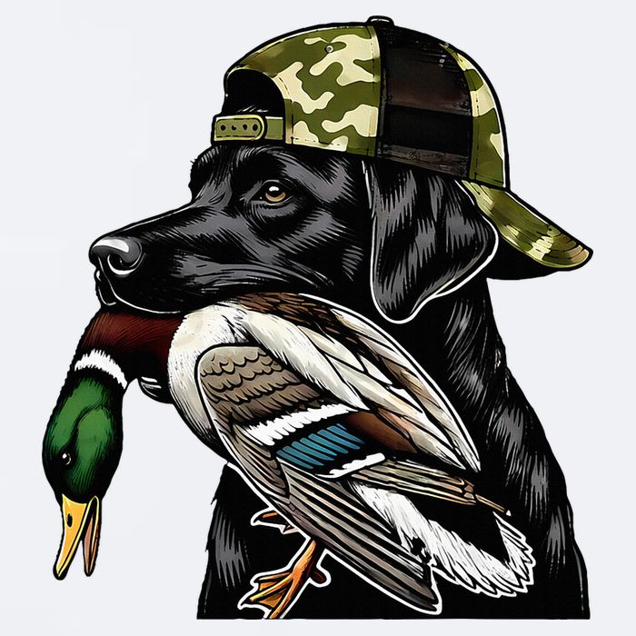 Labrador Hunting Dog With Duck Hello Hunting Season Sueded Cloud Jersey T-Shirt