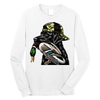 Labrador Hunting Dog With Duck Hello Hunting Season Long Sleeve Shirt