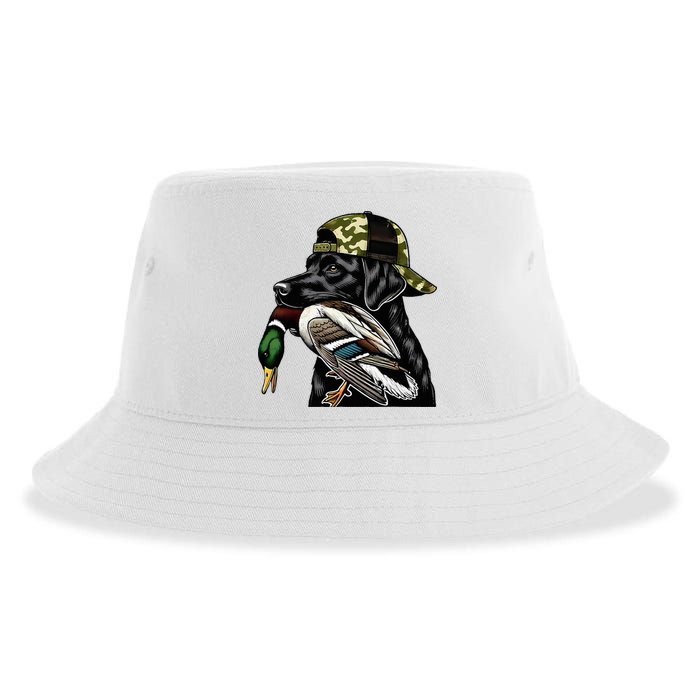 Labrador Hunting Dog With Duck Hello Hunting Season Sustainable Bucket Hat