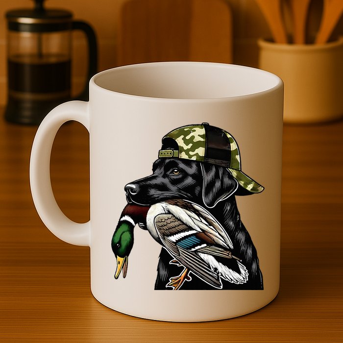 Labrador Hunting Dog With Duck Hello Hunting Season Mug
