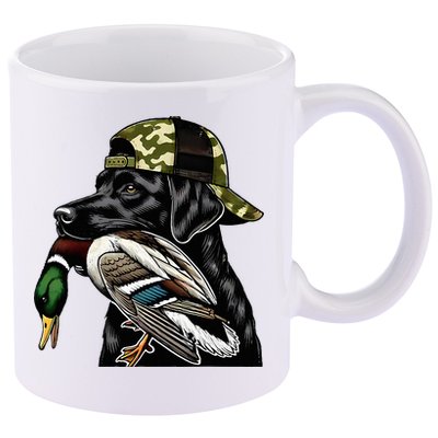 Labrador Hunting Dog With Duck Hello Hunting Season 11oz C Handle Ceramic Mug