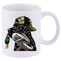 Labrador Hunting Dog With Duck Hello Hunting Season 11oz C Handle Ceramic Mug