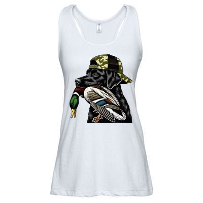 Labrador Hunting Dog With Duck Hello Hunting Season Ladies Essential Flowy Tank
