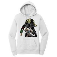 Labrador Hunting Dog With Duck Hello Hunting Season Women's Pullover Hoodie
