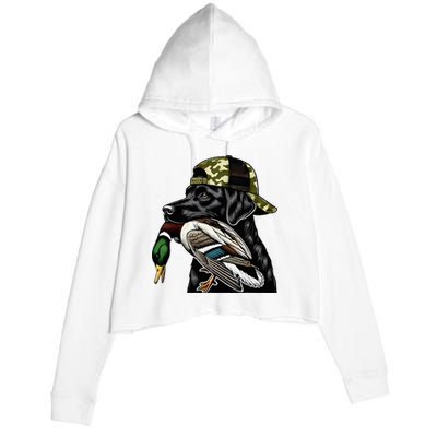 Labrador Hunting Dog With Duck Hello Hunting Season Crop Fleece Hoodie