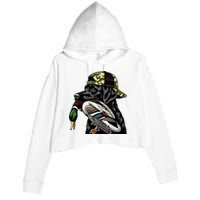 Labrador Hunting Dog With Duck Hello Hunting Season Crop Fleece Hoodie