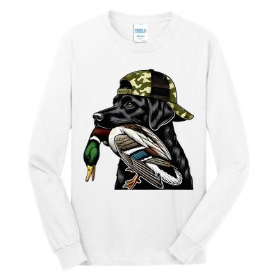 Labrador Hunting Dog With Duck Hello Hunting Season Tall Long Sleeve T-Shirt