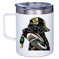 Labrador Hunting Dog With Duck Hello Hunting Season 12oz Stainless Steel Coffee Mug