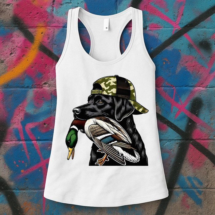 Labrador Hunting Dog With Duck Hello Hunting Season Womens Tank Top