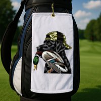 Labrador Hunting Dog With Duck Hello Hunting Season Golf Towel