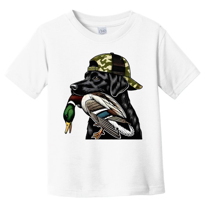 Labrador Hunting Dog With Duck Hello Hunting Season Toddler T-Shirt