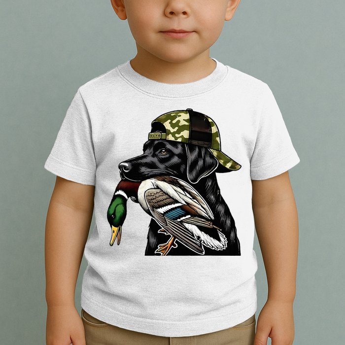 Labrador Hunting Dog With Duck Hello Hunting Season Toddler T-Shirt