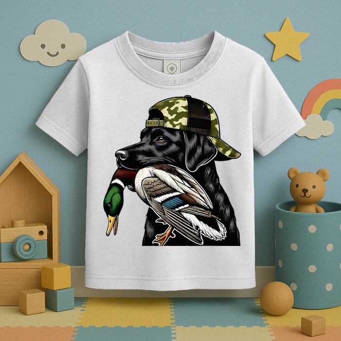 Labrador Hunting Dog With Duck Hello Hunting Season Toddler T-Shirt