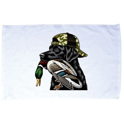 Labrador Hunting Dog With Duck Hello Hunting Season Microfiber Hand Towel
