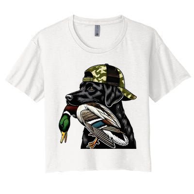 Labrador Hunting Dog With Duck Hello Hunting Season Crop Top