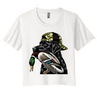 Labrador Hunting Dog With Duck Hello Hunting Season Crop Top