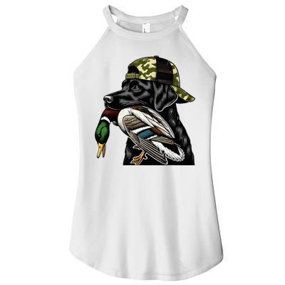 Labrador Hunting Dog With Duck Hello Hunting Season Women's Perfect Tri Rocker Tank