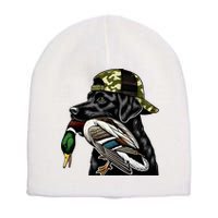 Labrador Hunting Dog With Duck Hello Hunting Season Short Acrylic Beanie