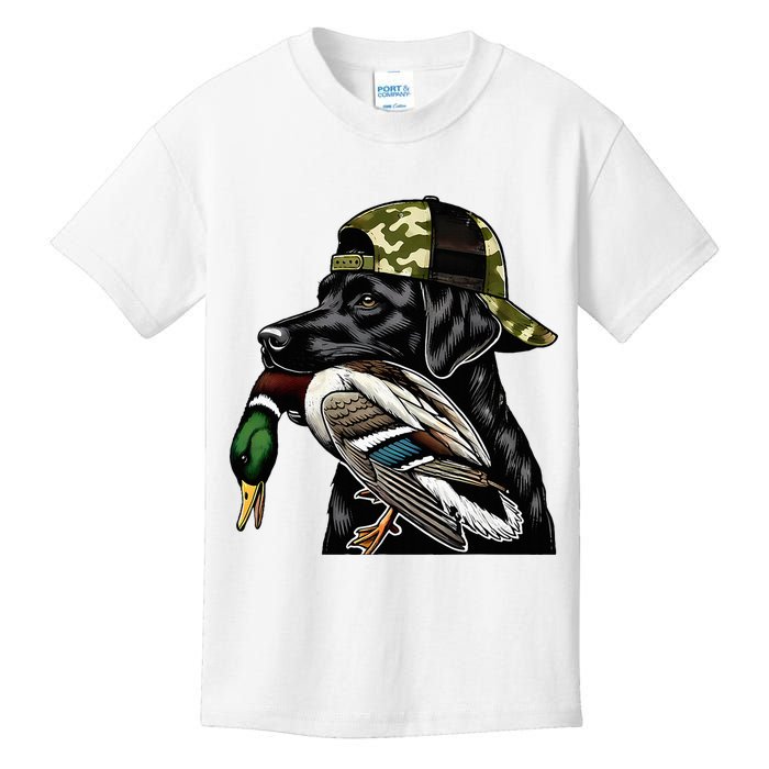 Labrador Hunting Dog With Duck Hello Hunting Season Kids T-Shirt