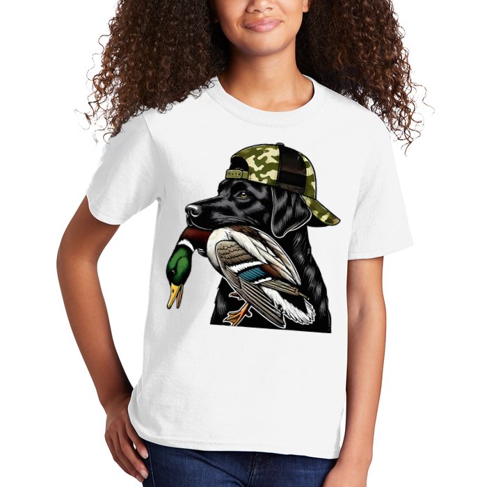 Labrador Hunting Dog With Duck Hello Hunting Season Kids T-Shirt
