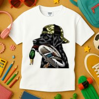 Labrador Hunting Dog With Duck Hello Hunting Season Kids T-Shirt