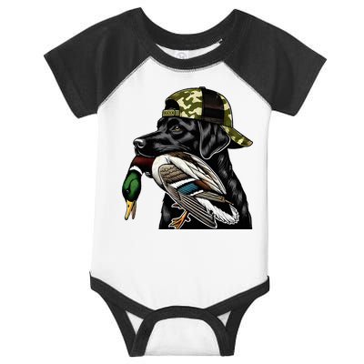 Labrador Hunting Dog With Duck Hello Hunting Season Infant Baby Jersey Bodysuit