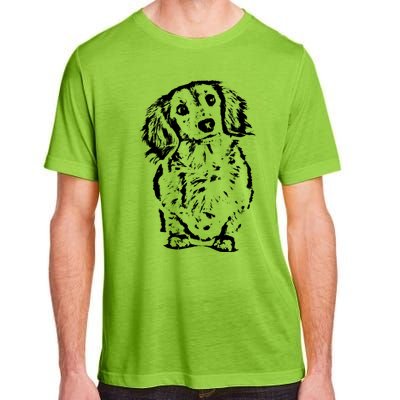 Long Haired Dachshund Wiener Gift Cute Head Tilt Dog Mom Dad Gift Adult ChromaSoft Performance T-Shirt