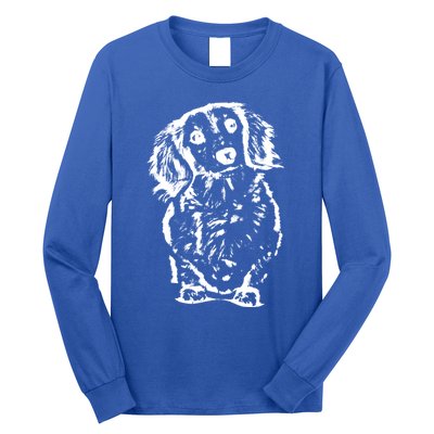 Long Haired Dachshund Wiener Gift Cute Head Tilt Dog Mom Dad Gift Long Sleeve Shirt