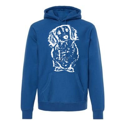 Long Haired Dachshund Wiener Gift Cute Head Tilt Dog Mom Dad Gift Premium Hoodie