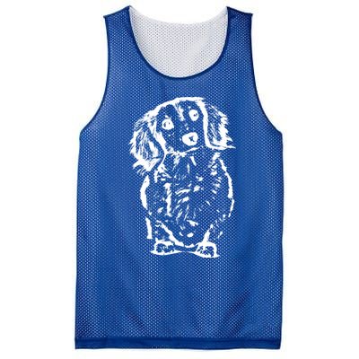 Long Haired Dachshund Wiener Gift Cute Head Tilt Dog Mom Dad Gift Mesh Reversible Basketball Jersey Tank