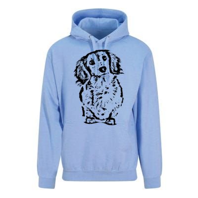 Long Haired Dachshund Wiener Gift Cute Head Tilt Dog Mom Dad Gift Unisex Surf Hoodie