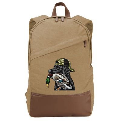 Labrador Hunting Dog With Duck Hello Hunting Season Cotton Canvas Backpack