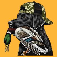 Labrador Hunting Dog With Duck Hello Hunting Season Pom Pom 12in Knit Beanie