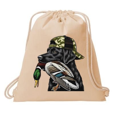 Labrador Hunting Dog With Duck Hello Hunting Season Drawstring Bag