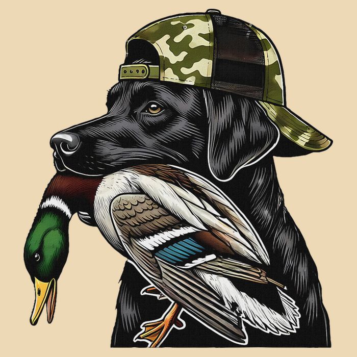 Labrador Hunting Dog With Duck Hello Hunting Season Drawstring Bag
