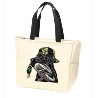Labrador Hunting Dog With Duck Hello Hunting Season Zip Tote Bag