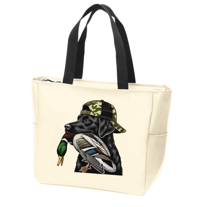 Labrador Hunting Dog With Duck Hello Hunting Season Zip Tote Bag