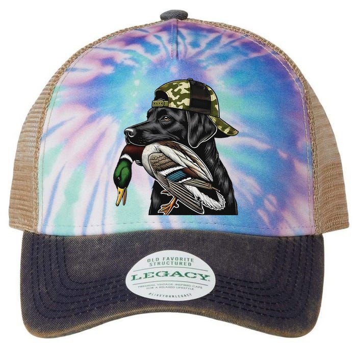 Labrador Hunting Dog With Duck Hello Hunting Season Legacy Tie Dye Trucker Hat