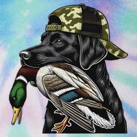 Labrador Hunting Dog With Duck Hello Hunting Season Legacy Tie Dye Trucker Hat