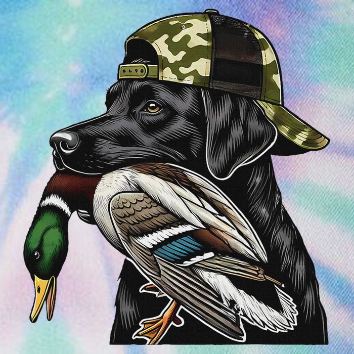 Labrador Hunting Dog With Duck Hello Hunting Season Legacy Tie Dye Trucker Hat