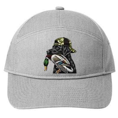 Labrador Hunting Dog With Duck Hello Hunting Season 7-Panel Snapback Hat