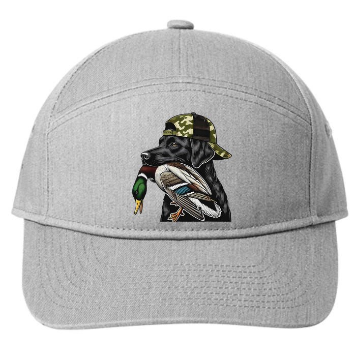 Labrador Hunting Dog With Duck Hello Hunting Season 7-Panel Snapback Hat
