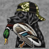 Labrador Hunting Dog With Duck Hello Hunting Season 7-Panel Snapback Hat