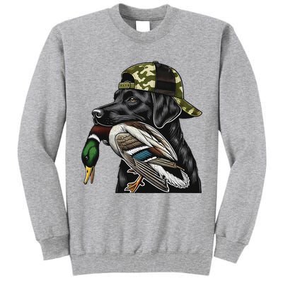 Labrador Hunting Dog With Duck Hello Hunting Season Tall Sweatshirt