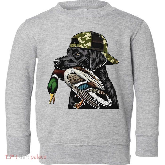 Labrador Hunting Dog With Duck Hello Hunting Season Toddler Sweatshirt
