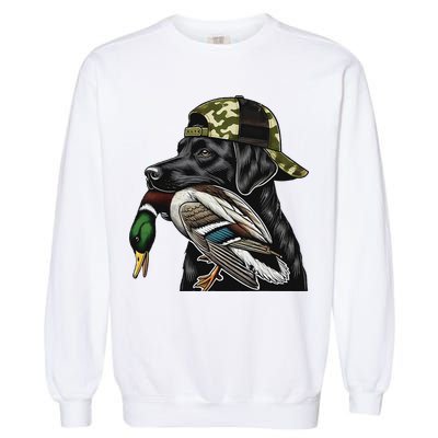 Labrador Hunting Dog With Duck Hello Hunting Season Garment-Dyed Sweatshirt