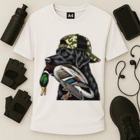 Labrador Hunting Dog With Duck Hello Hunting Season Performance Shirt