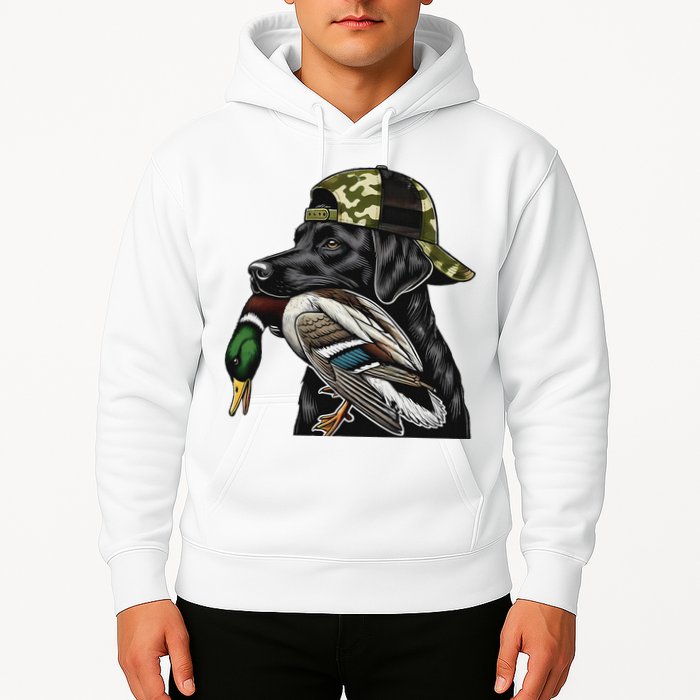 Labrador Hunting Dog With Duck Hello Hunting Season Hoodie